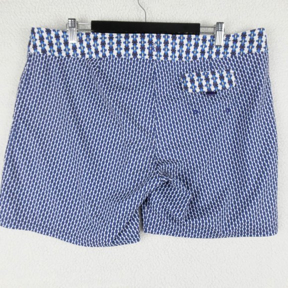 Prana Swim Trunks Mens Extra Large Blue White Geometric Unlined Swim Beach - Picture 4 of 9